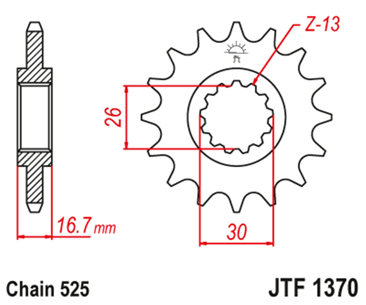 PION JT 1370 de acero con goma con 15 dientes